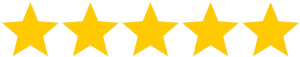 Five gold stars - 5-star rating icon for customer reviews and product rating
